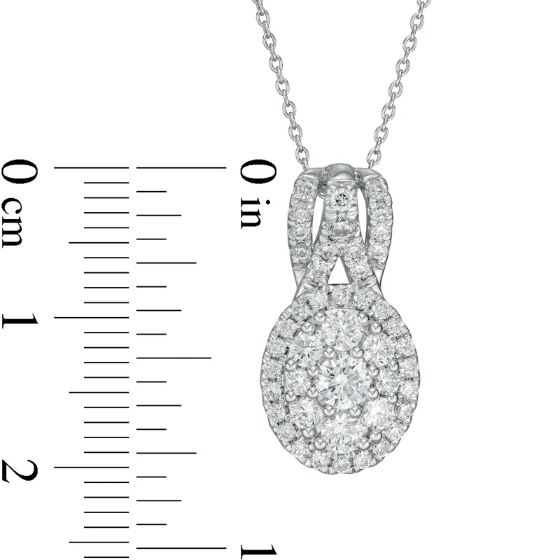 Main Image 3 of 1 CT. T.W. Certified Lab-Grown Diamond Oval Frame Pendant in 14K White Gold (F/SI2)