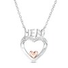 Thumbnail Image 0 of Diamond Accent "HERO" on Double Heart Necklace in Sterling Silver and 10K Rose Gold