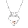 Thumbnail Image 0 of Diamond Accent "HERO" on Double Heart Necklace in Sterling Silver and 10K Rose Gold