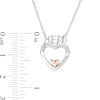 Thumbnail Image 1 of Diamond Accent "HERO" on Double Heart Necklace in Sterling Silver and 10K Rose Gold