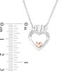 Thumbnail Image 1 of Diamond Accent "HERO" on Double Heart Necklace in Sterling Silver and 10K Rose Gold