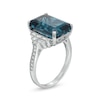 EFFY™ Collection Emerald-Cut London Blue Topaz and 1/3 CT. T.W. Diamond Stepped Collar Ring in 14K White Gold