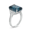 Thumbnail Image 2 of EFFY™ Collection Emerald-Cut London Blue Topaz and 1/3 CT. T.W. Diamond Stepped Collar Ring in 14K White Gold