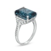 Thumbnail Image 1 of EFFY™ Collection Emerald-Cut London Blue Topaz and 1/3 CT. T.W. Diamond Stepped Collar Ring in 14K White Gold