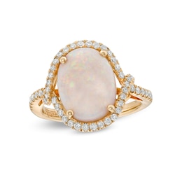 EFFY™ Collection Oval Opal and 3/8 CT. T.W. Diamond Twisted Loop Frame Ring in 14K Gold