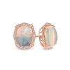 Thumbnail Image 0 of EFFY™ Collection Cushion-Cut Opal and 1/4 CT. T.W. Diamond Frame Stud Earrings in 14K Rose Gold