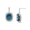 EFFYâ¢ Collection Cushion-Cut London Blue Topaz And 1/2 CT. T.W. Diamond Double Frame Drop Earrings In 14K White Gold