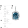 EFFY™ Collection Cushion-Cut London Blue Topaz and 1/2 CT. T.W. Diamond Double Frame Drop Earrings in 14K White Gold