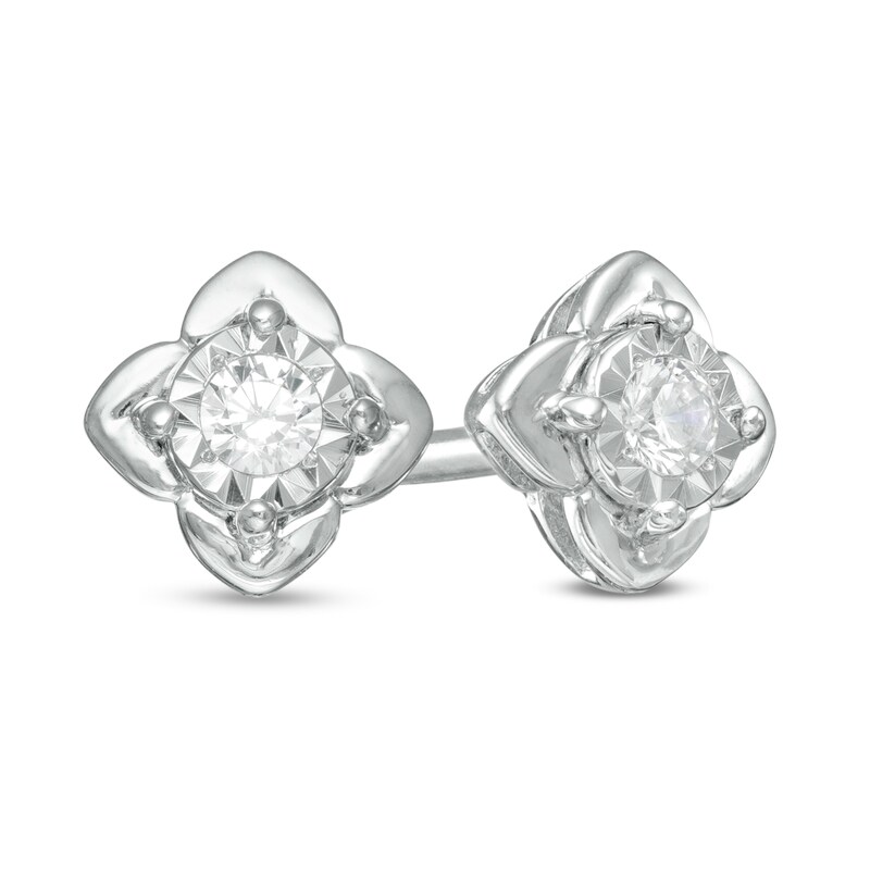 Main Image 1 of 1/15 CT. T.W. Diamond Solitaire Stud Earrings in Sterling Silver (J/I3)