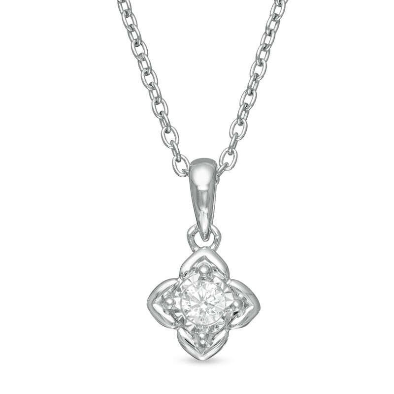 Main Image 1 of 1/15 CT. Diamond Solitaire Pendant in Sterling Silver (J/I3)