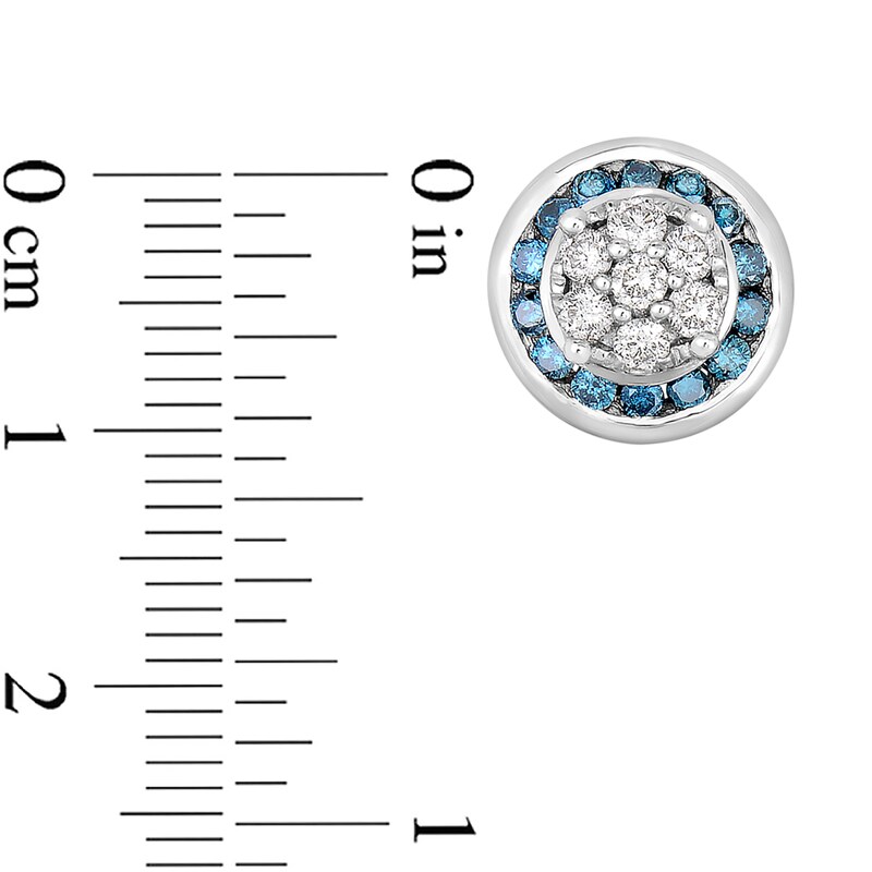 Main Image 2 of 1/3 CT. T.W. Composite Diamond and Lab-Created Blue Sapphire Frame Stud Earrings in Sterling Silver