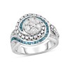 Thumbnail Image 1 of 5/8 CT. T.W. Composite Diamond and Lab-Created Blue Sapphire Chain Link Swirl Frame Ring in Sterling Silver