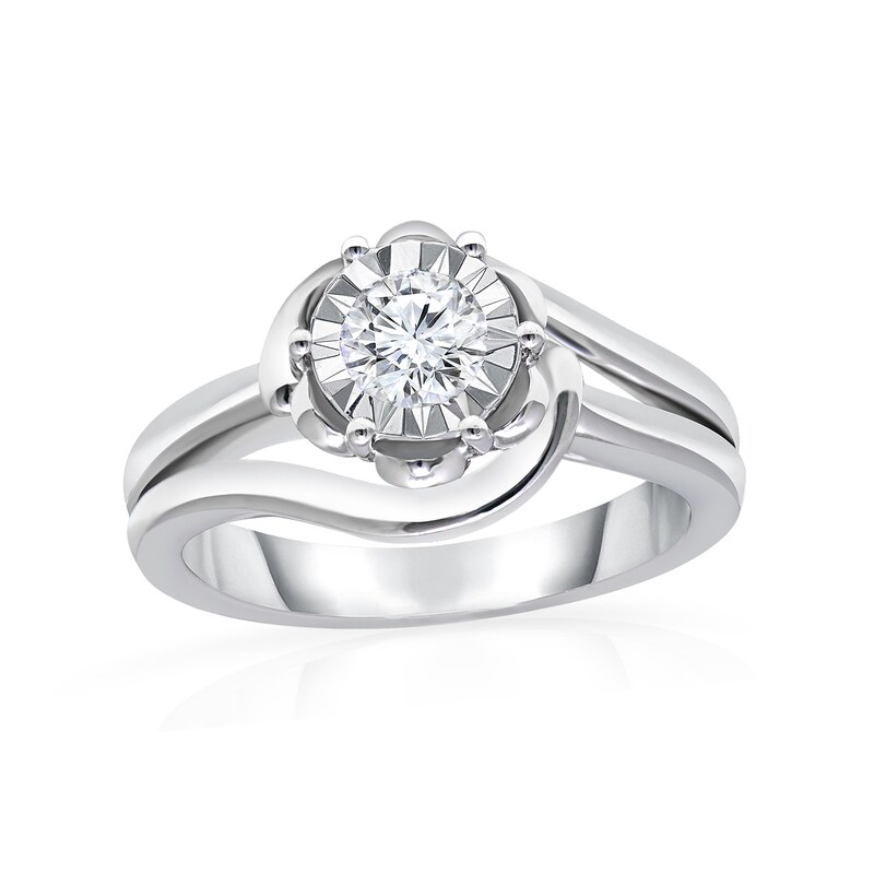 Main Image 1 of 1 CT. T.W. Diamond Split Shank Swirl Engagement Ring in 14K White Gold