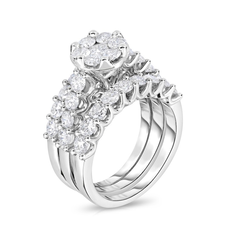 3 CT. T.W. Composite Diamond Three Ring Bridal Set in 14K White Gold