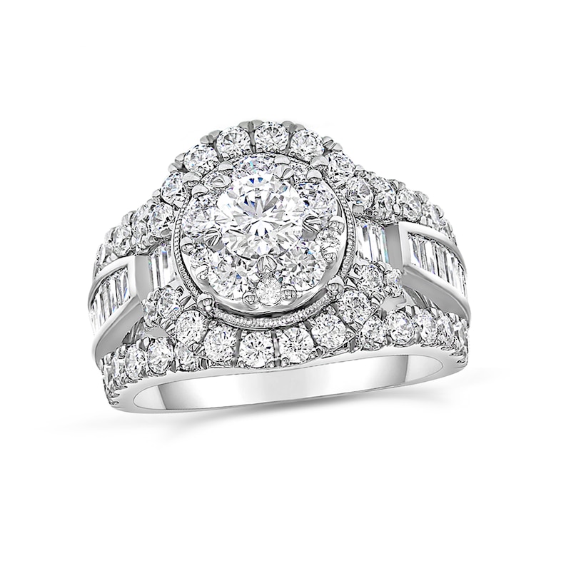 Main Image 1 of 3 CT. T.W. Diamond Vintage-Style Frame Multi-Row Engagement Ring in 14K White Gold