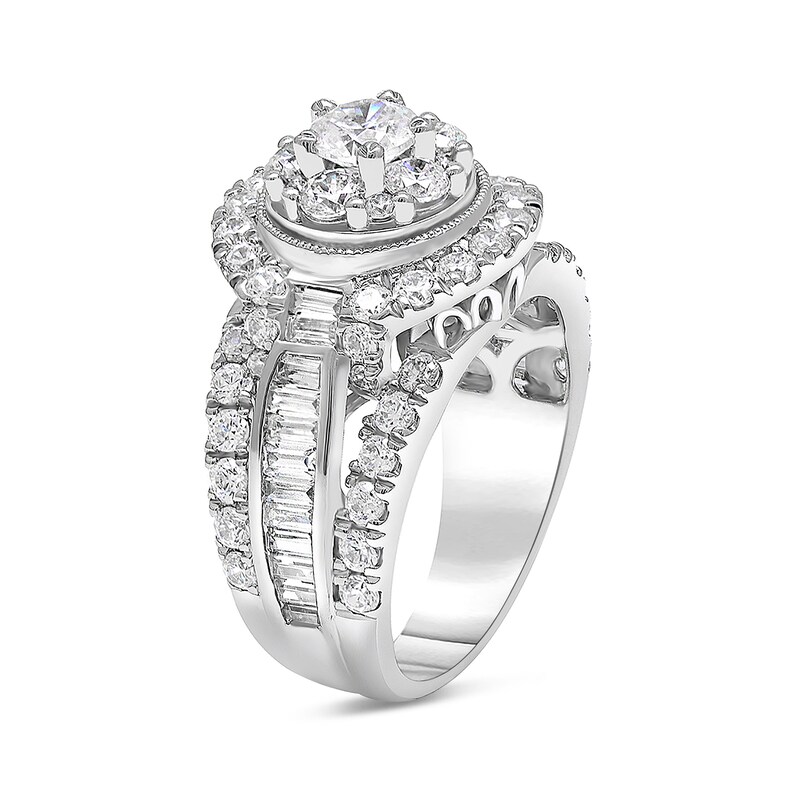 Main Image 2 of 3 CT. T.W. Diamond Vintage-Style Frame Multi-Row Engagement Ring in 14K White Gold