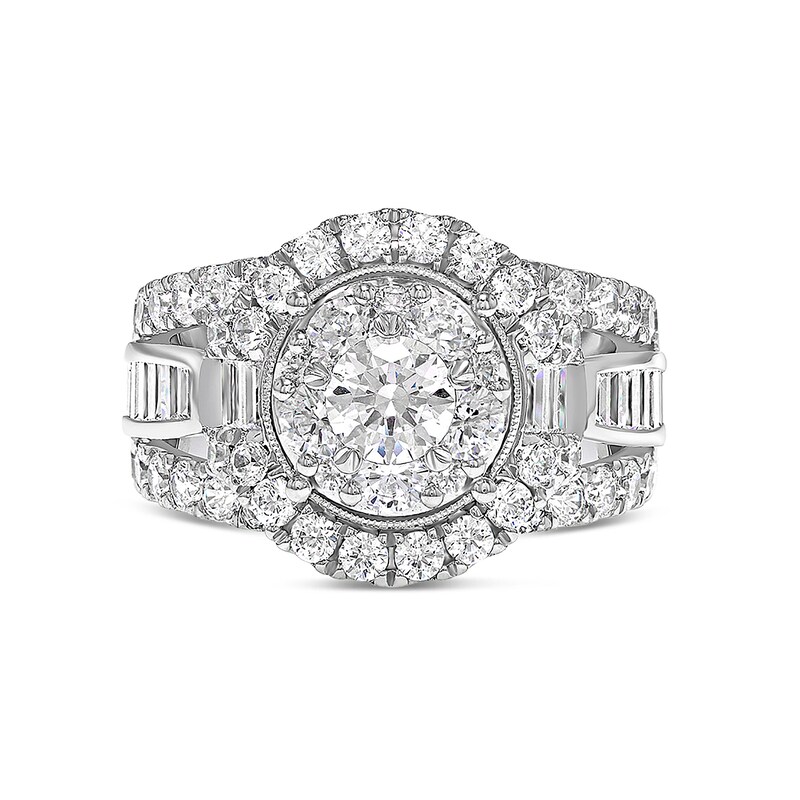 Main Image 3 of 3 CT. T.W. Diamond Vintage-Style Frame Multi-Row Engagement Ring in 14K White Gold