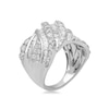 Thumbnail Image 1 of 3 CT. T.W. Baguette and Round Diamond Multi-Row Crossover Ring in 14K White Gold
