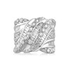 Thumbnail Image 2 of 3 CT. T.W. Baguette and Round Diamond Multi-Row Crossover Ring in 14K White Gold