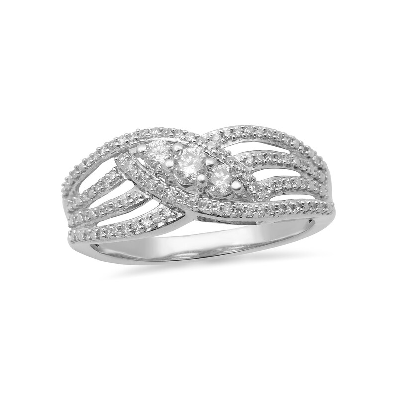 Main Image 1 of 1/3 CT. T.W. Composite Diamond Multi-Row Split Shank Ring in 10K White Gold