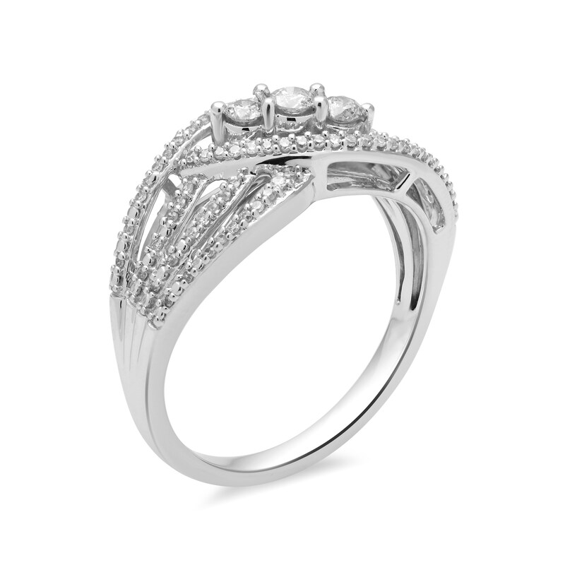 Main Image 2 of 1/3 CT. T.W. Composite Diamond Multi-Row Split Shank Ring in 10K White Gold