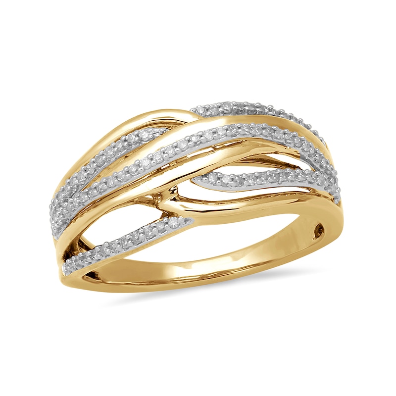 Main Image 1 of 1/4 CT. T.W. Diamond Multi-Row Ring in 10K Gold