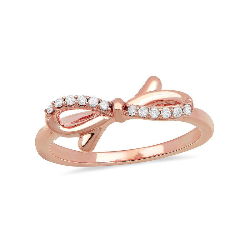 Main Image 1 of 1/10 CT. T.W. Diamond Bow Ring in 10K Rose Gold
