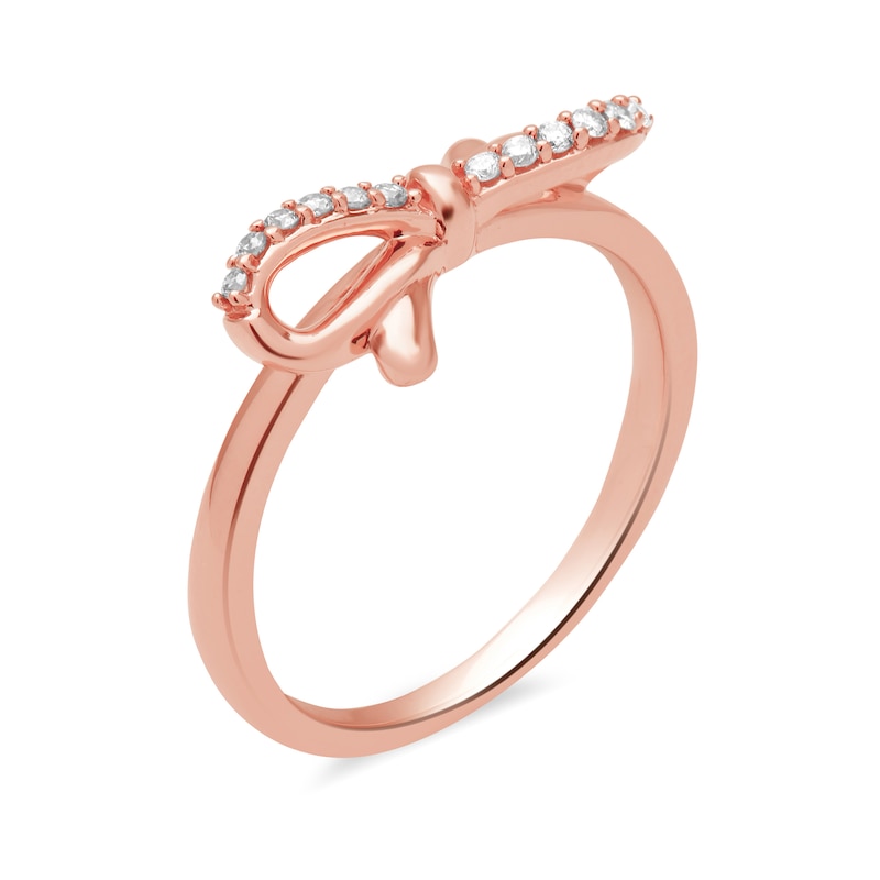 Main Image 2 of 1/10 CT. T.W. Diamond Bow Ring in 10K Rose Gold