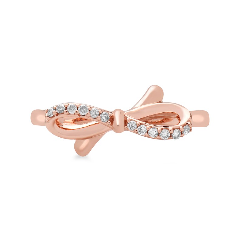 Main Image 3 of 1/10 CT. T.W. Diamond Bow Ring in 10K Rose Gold