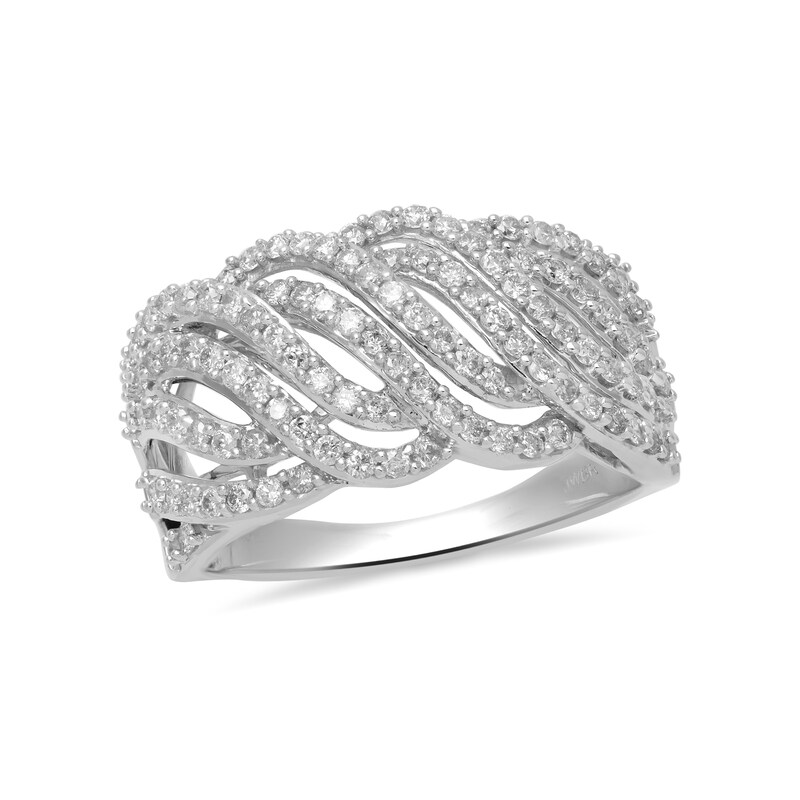 Main Image 1 of 3/4 CT. T.W. Diamond Slant Ring in 10K White Gold
