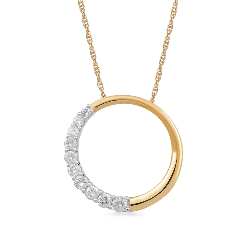 Main Image 1 of 1/3 CT. T.W. Diamond Circle Pendant in 14K Gold
