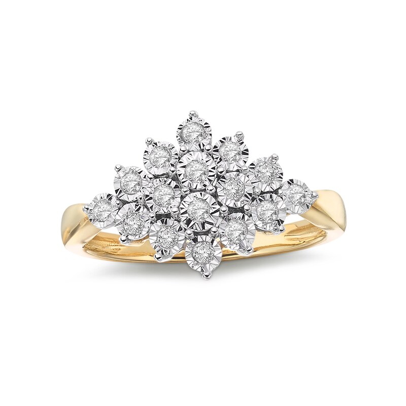 Main Image 1 of 1/4 CT. T.W. Diamond Starburst Ring in 10K Gold