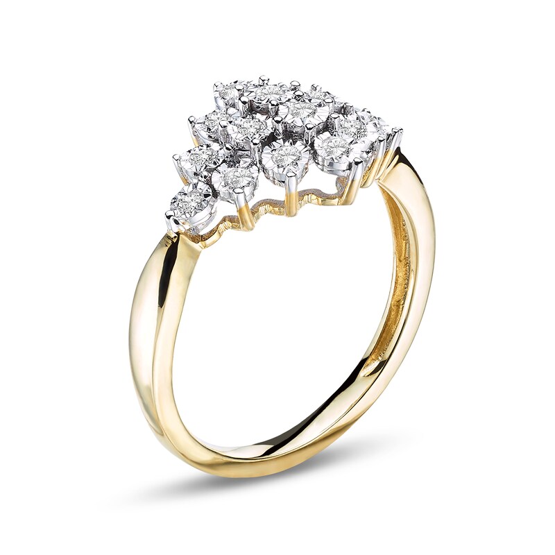 Main Image 2 of 1/4 CT. T.W. Diamond Starburst Ring in 10K Gold