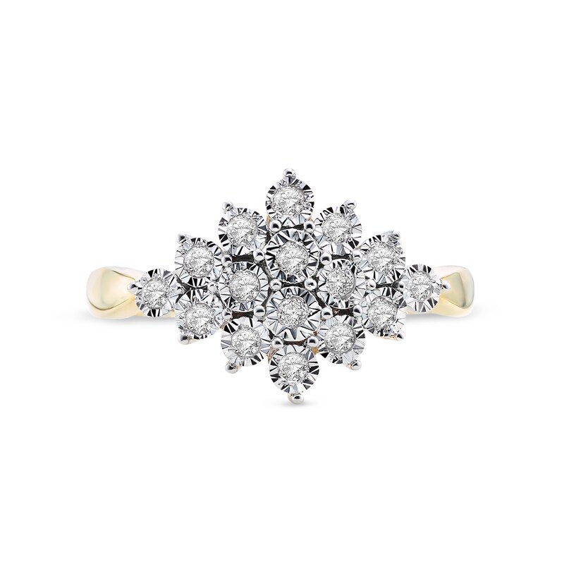 Main Image 3 of 1/4 CT. T.W. Diamond Starburst Ring in 10K Gold