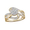 Thumbnail Image 1 of 1/2 CT. T.W.  Baguette and Round Composite Diamond Swirl Shank Ring in 10K Gold