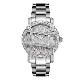 Ladies' JBW Olympia 1/5 CT. T.W. Diamond and Crystal Accent Watch with Silver-Tone Dial (Model: JB-6214-10C)