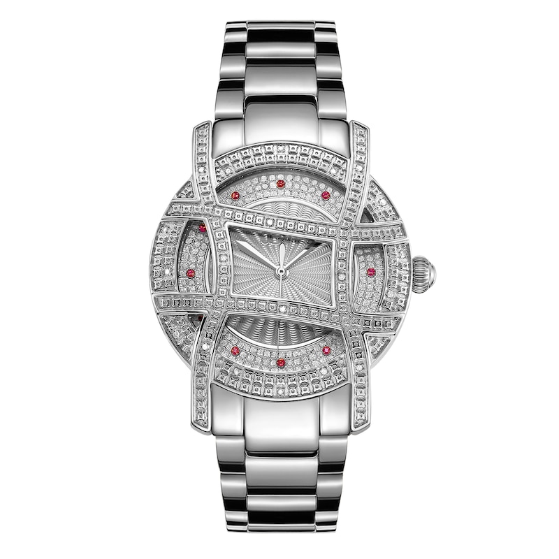 Main Image 1 of Ladies' JBW Olympia 1/5 CT. T.W. Diamond and Crystal Accent Watch with Silver-Tone Dial (Model: JB-6214-10C)