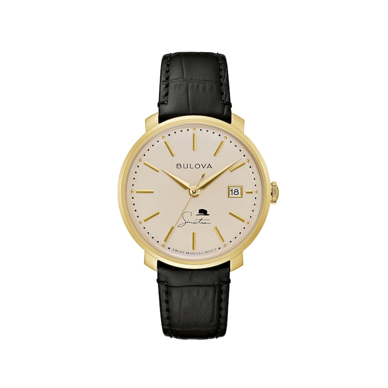 Main Image 1 of Men's Bulova Frank Sinatra 'The Best is Yet To Come' Collection Gold-Tone Strap Watch with Ivory Dial (Model: 97B195)