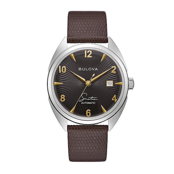 Men's Bulova Frank Sinatra 'Fly Me To The Moon' Collection Strap Watch with Black Dial (Model: 96B348)