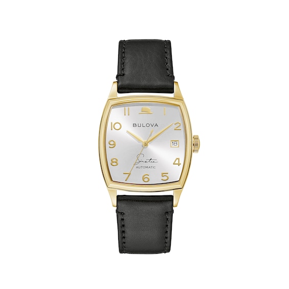 Men's Bulova Frank Sinatra 'young At Heart' Collection Gold Tone Strap Watch With Silver Tone Dial (model: 97b197)