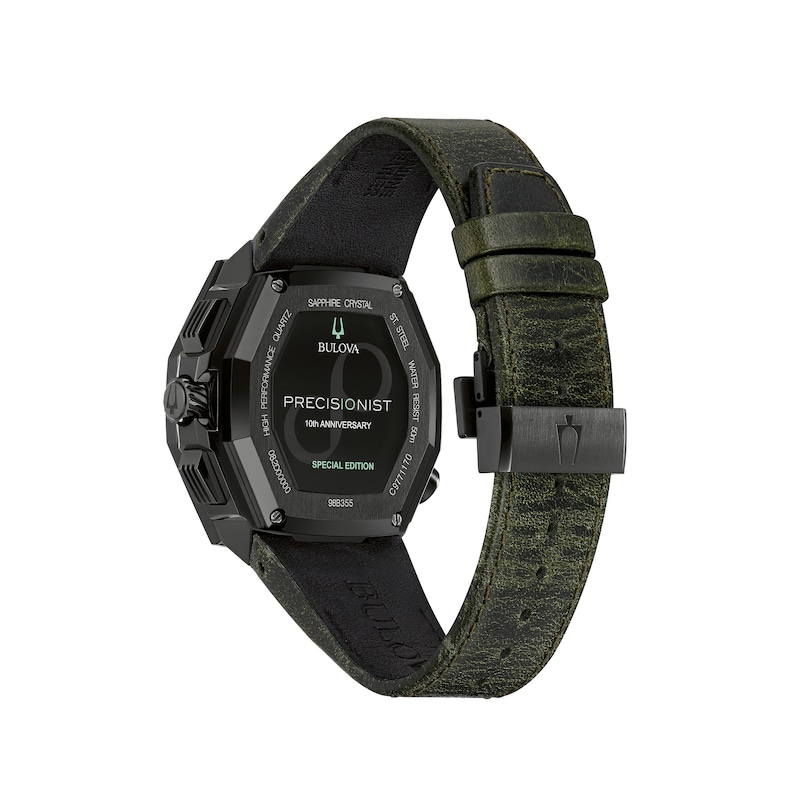 Men's Special Edition Bulova Precisionist X 10th Anniversary Black IP Chronograph Strap Watch (Model: 98B355)