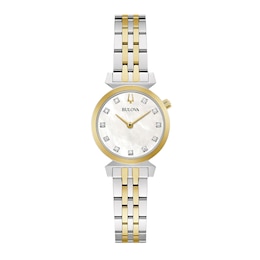 Ladies' Bulova Regatta Diamond Accent Two-Tone Watch with Mother-of-Pearl Dial (Model: 98P202)