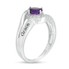 Thumbnail Image 3 of Couple's Oval Simulated Birthstone and White Lab-Created Sapphire Frame Ring in Sterling Silver (1 Stone and 2 Names)