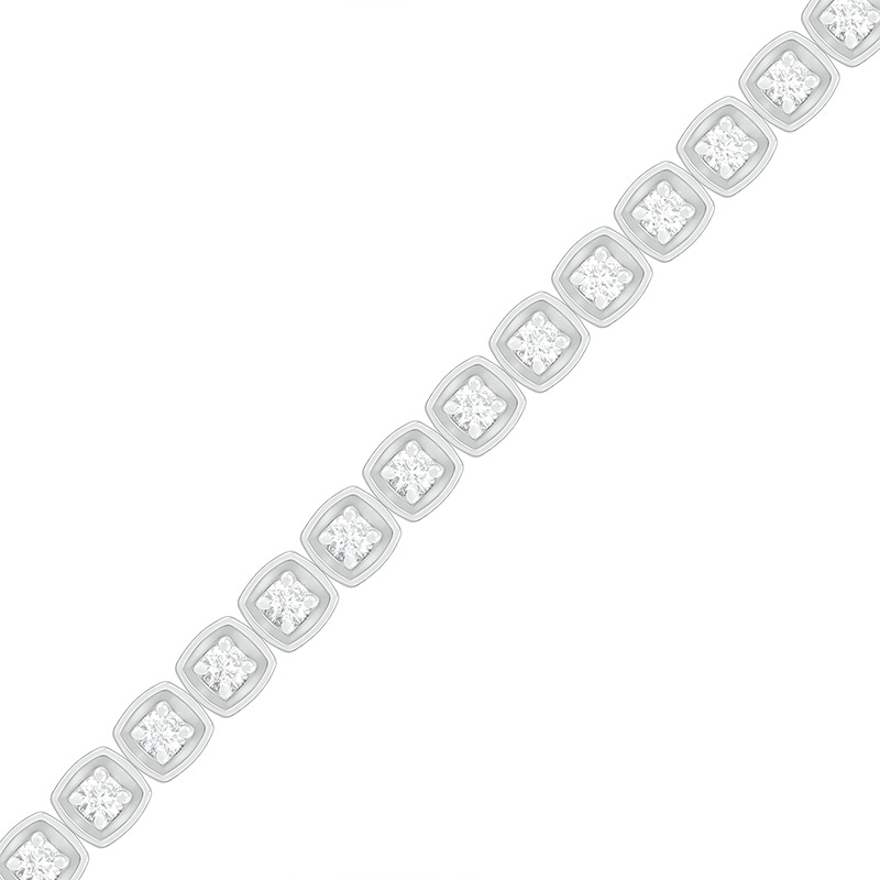 Main Image 1 of 1 CT. T.W. Diamond Cushion Frame Tennis-Style Bracelet in 10K White Gold