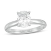 Thumbnail Image 1 of 1-1/2 CT. Certified Oval Lab-Grown Diamond Solitaire Engagement Ring in 14K White Gold (F/VS2)