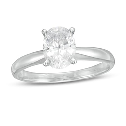 1-1/2 CT. Certified Oval Lab-Grown Diamond Solitaire Engagement Ring in 14K White Gold (F/VS2)