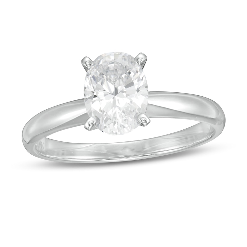 Main Image 1 of 1-1/2 CT. Certified Oval Lab-Grown Diamond Solitaire Engagement Ring in 14K White Gold (F/VS2)