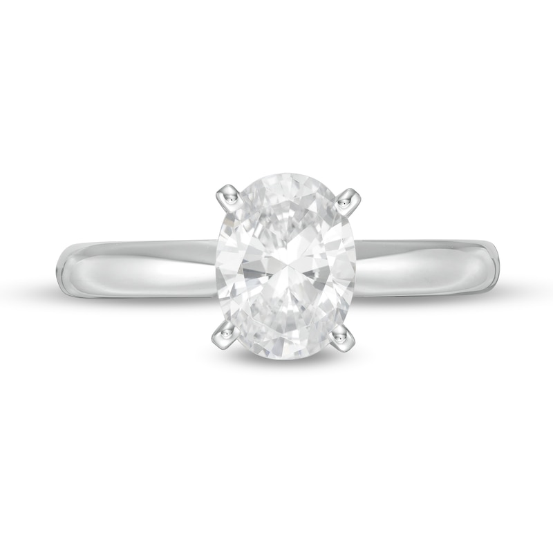 Main Image 4 of 1-1/2 CT. Certified Oval Lab-Grown Diamond Solitaire Engagement Ring in 14K White Gold (F/VS2)