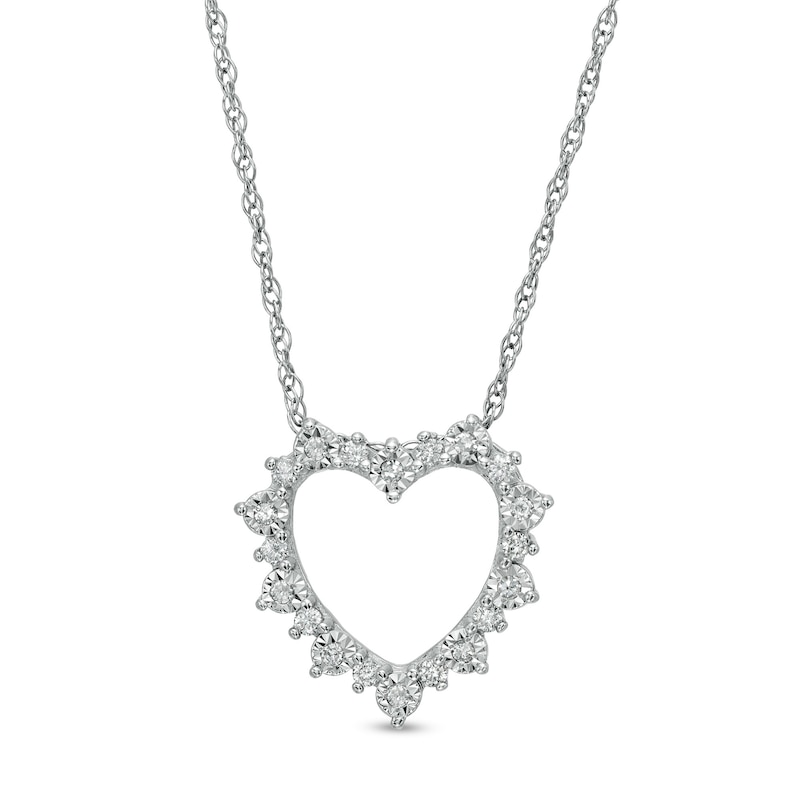 1/5 CT. T.W. Diamond Heart Sunburst Pendant in Sterling Silver