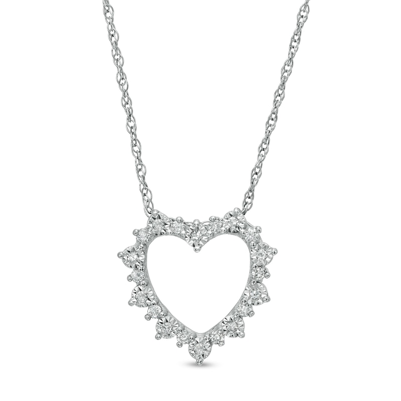 Main Image 1 of 1/5 CT. T.W. Diamond Heart Sunburst Pendant in Sterling Silver